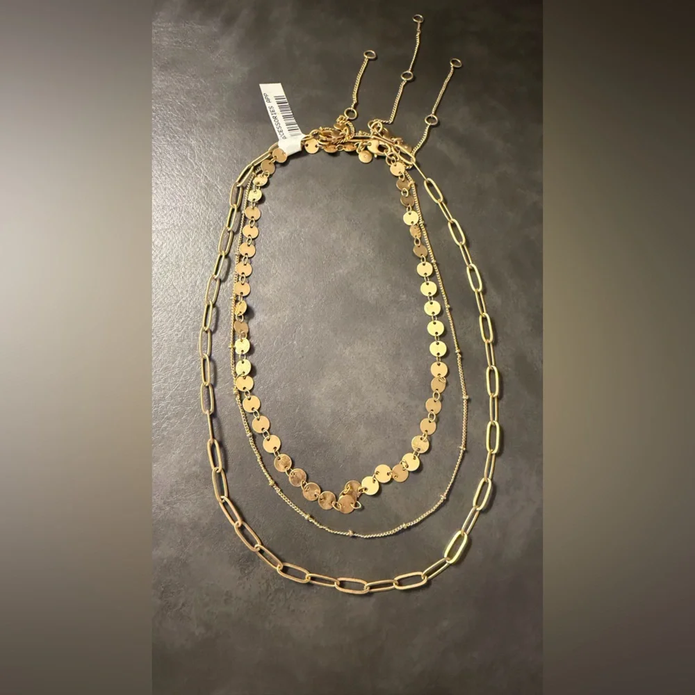 Madewell Gold Disc and Chain Necklace Trio Set - Picture 3 of 4